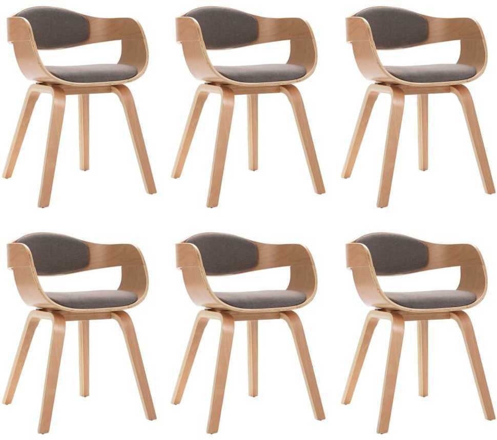 Valgomojo kėdės, 6vnt., taupe, išlenkta mediena ir audinys