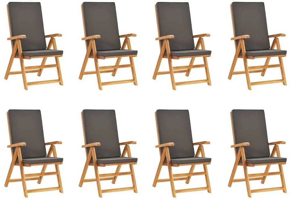 Lauko baldų komplektas Valgomojo komplektas su pilkomis pagalvėmis, 9 dalių, tikmedis