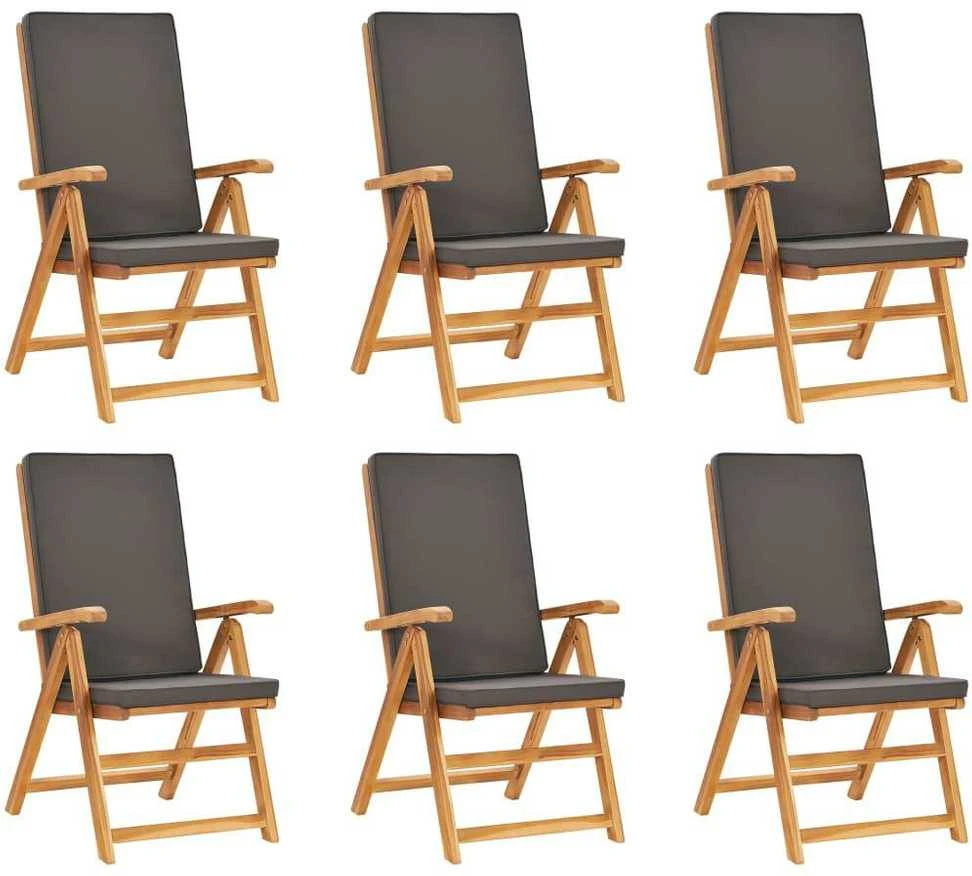 Lauko baldų komplektas Valgomojo komplektas su pilkomis pagalvėmis, 7 dalių, tikmedis