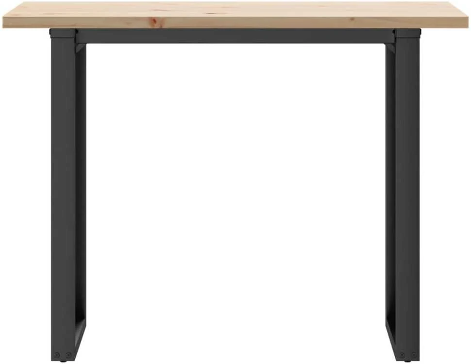 Valgomojo stalas, 100x50x75,5cm, pušis ir plieno, O formos rėmas