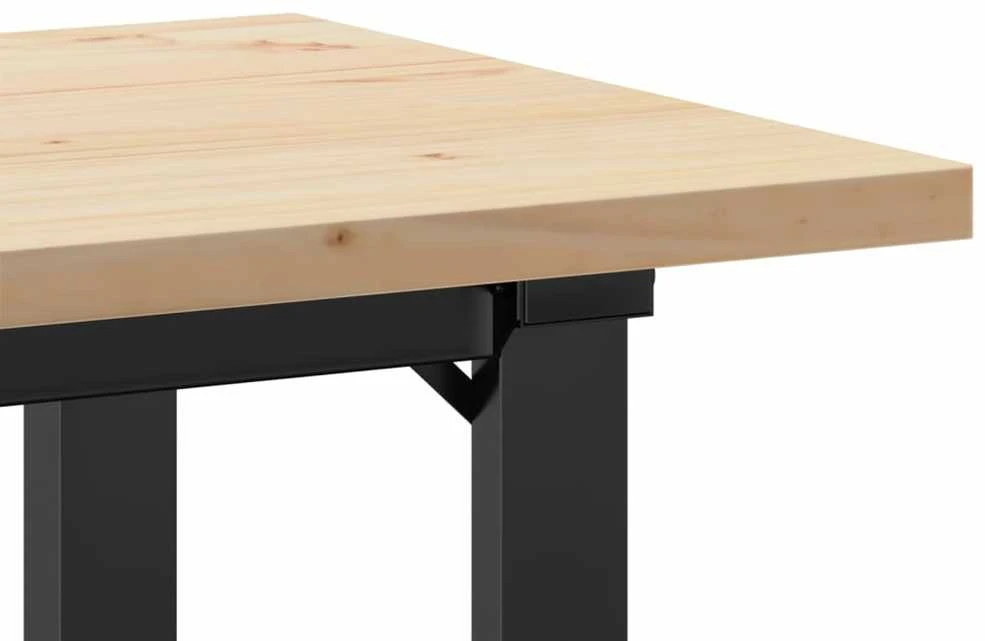 Valgomojo stalas, 100x50x75,5cm, pušis ir plieno, O formos rėmas