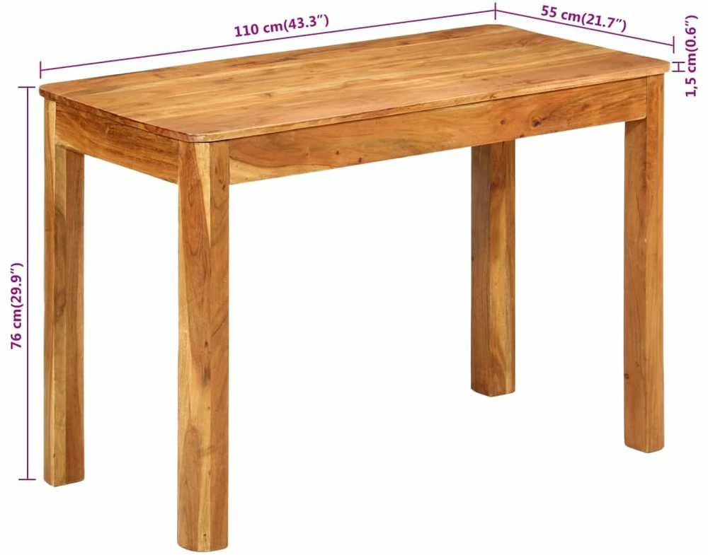 Valgomojo stalas, 110x55x76cm, akacijos medienos masyvas