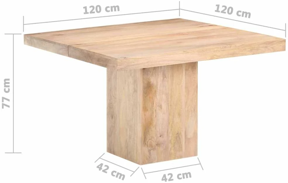 Valgomojo stalas, 120x120x77cm, mango medienos masyvas