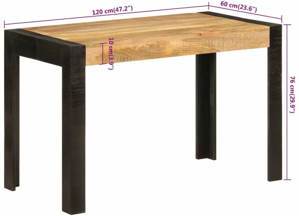 Valgomojo stalas, 120x60x76cm, mango medienos masyvas