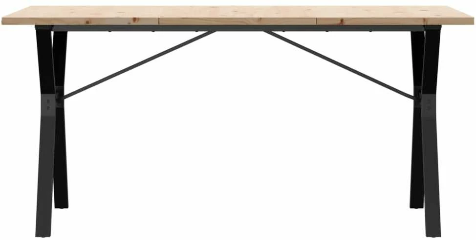 Valgomojo stalas, 140x80x75,5cm, pušis ir ketus, Y formos rėmas