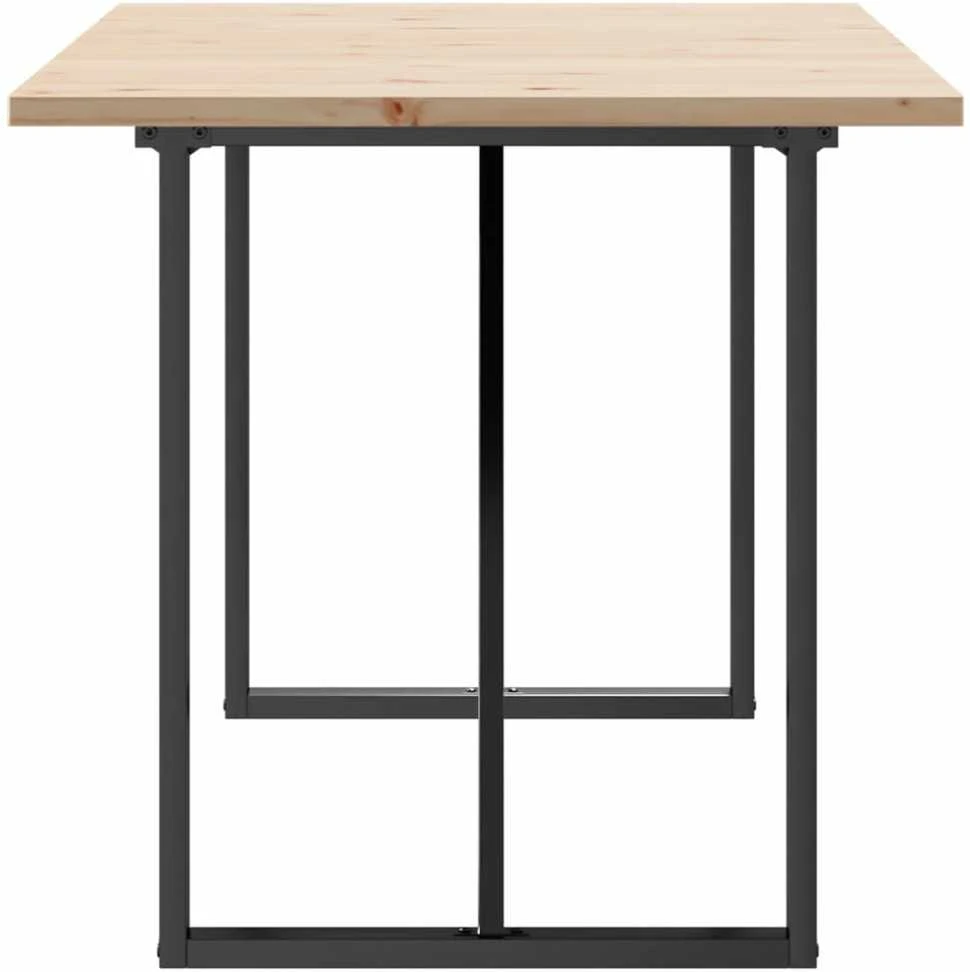 Valgomojo stalas, 140x80x75,5cm, pušis ir plieno, O formos rėmas