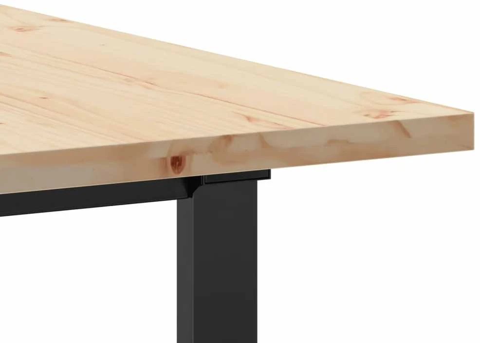Valgomojo stalas, 140x80x75,5cm, pušis ir plieno, O formos rėmas
