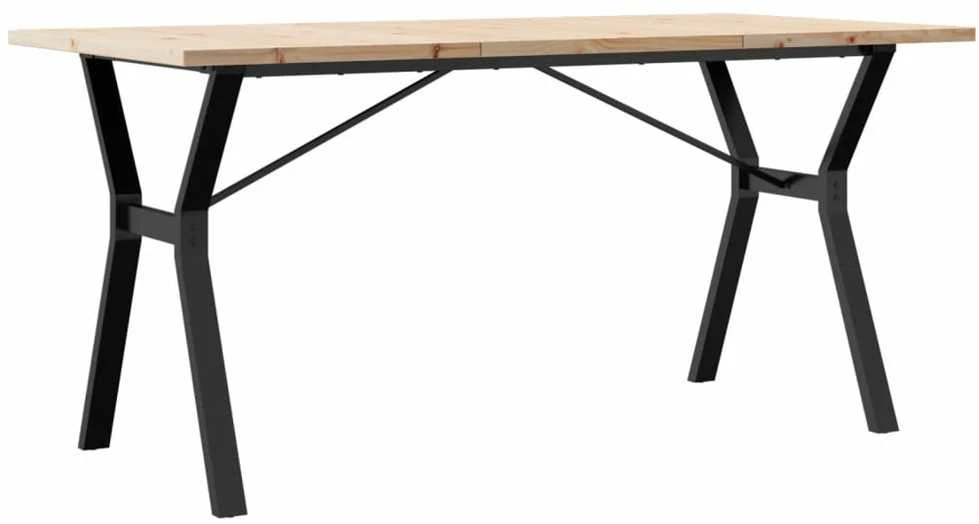Valgomojo stalas, 140x80x75,5cm, pušis ir ketus, Y formos rėmas