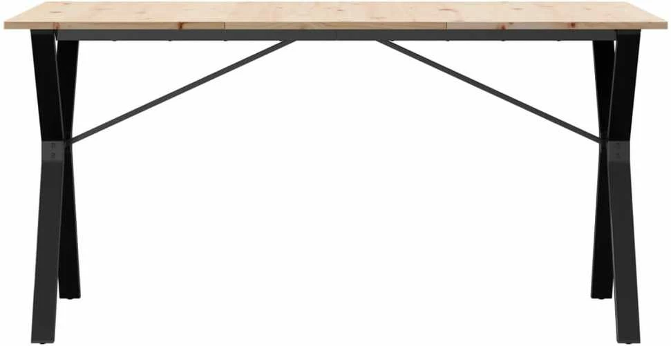 Valgomojo stalas, 140x80x75cm, pušis ir plieno, Y formos rėmas