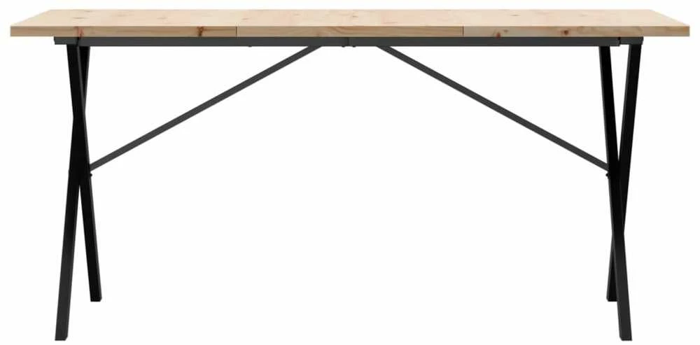 Valgomojo stalas, 160x80x75,5cm, pušis ir ketus, X formos rėmas