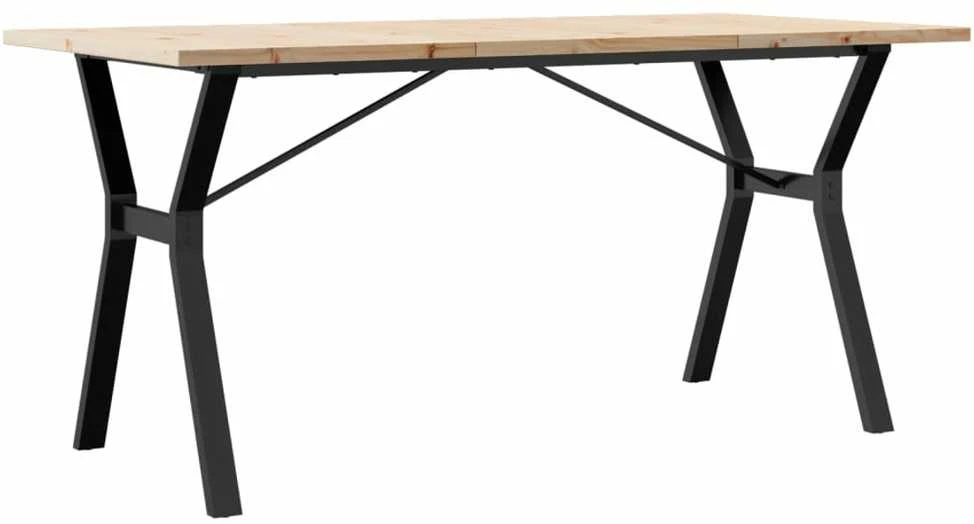 Valgomojo stalas, 160x80x75,5cm, pušis ir ketus, Y formos rėmas