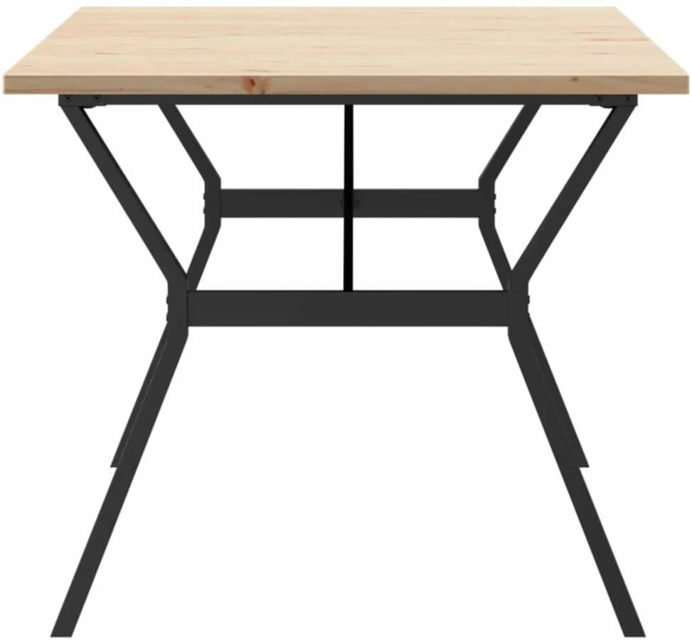 Valgomojo stalas, 180x90x75,5cm, pušis ir plieno, Y formos rėmas