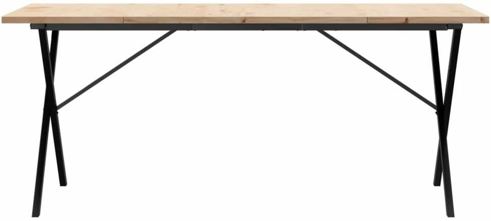 Valgomojo stalas, 180x90x75,5cm, pušis ir ketus, X formos rėmas