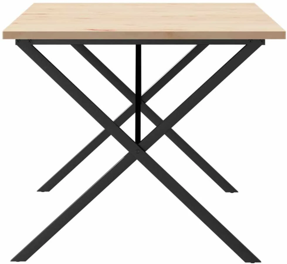 Valgomojo stalas, 180x90x75,5cm, pušis ir ketus, X formos rėmas