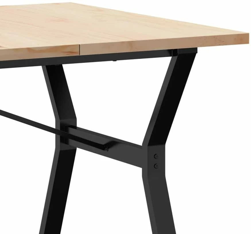 Valgomojo stalas, 180x90x75,5cm, pušis ir plieno, Y formos rėmas
