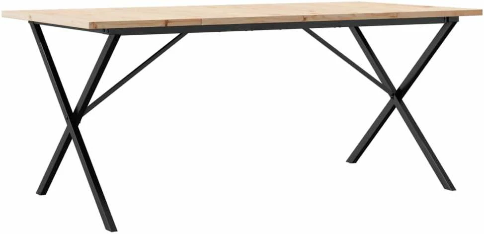 Valgomojo stalas, 180x90x75,5cm, pušis ir ketus, X formos rėmas