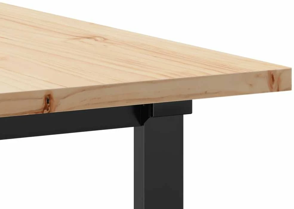 Valgomojo stalas, 180x90x75,5cm, pušis ir ketus, O formos rėmas