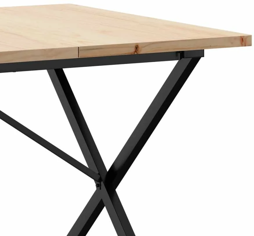 Valgomojo stalas, 180x90x75,5cm, pušis ir ketus, X formos rėmas