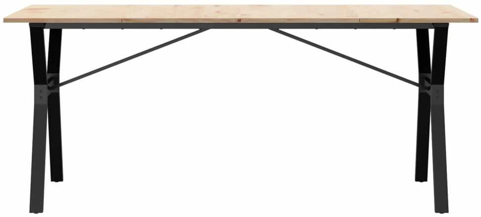 Valgomojo stalas, 180x90x75cm, pušis ir plieno, Y formos rėmas