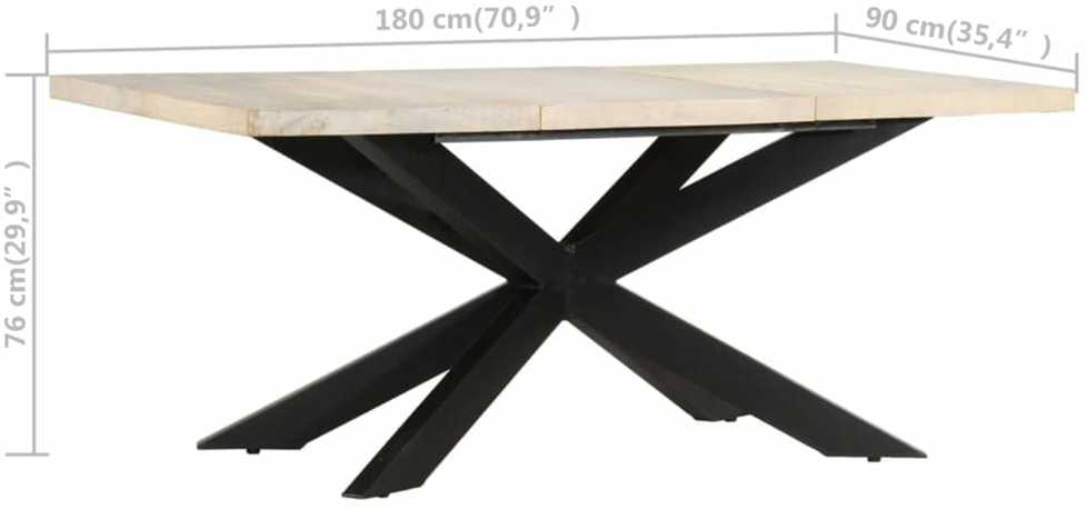 Valgomojo stalas, 180x90x76cm, baltintos mango medienos masyvas