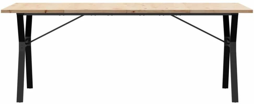 Valgomojo stalas, 200x100x75,5cm, pušis ir plieno, Y formos