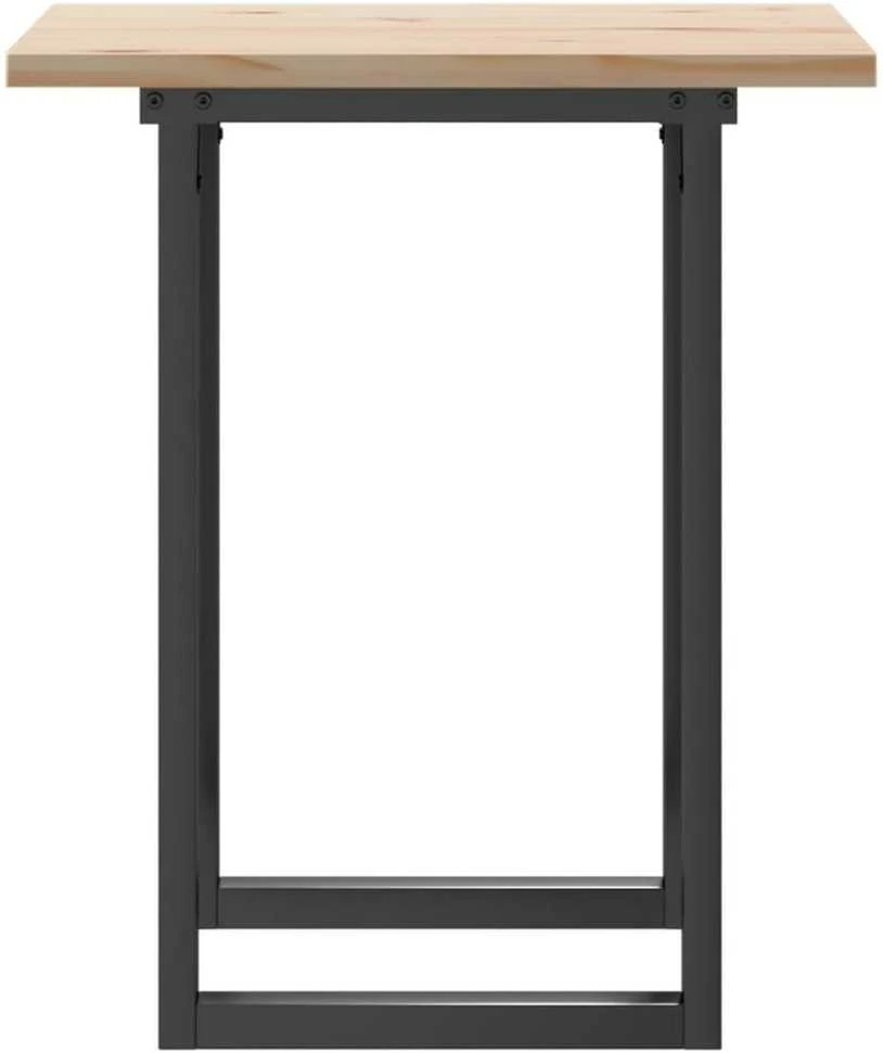 Valgomojo stalas, 70x70x75,5cm, pušis ir plieno, O- formos rėmas