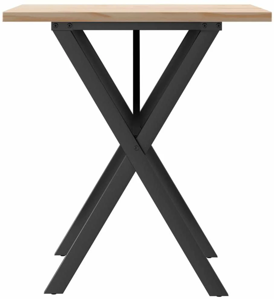 Valgomojo stalas, 70x70x75,5cm, pušis ir ketus, X formos rėmas