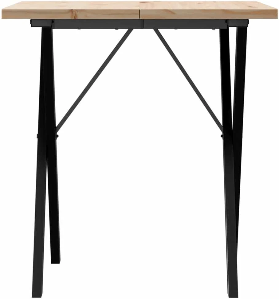 Valgomojo stalas, 70x70x75,5cm, pušis ir ketus, X formos rėmas
