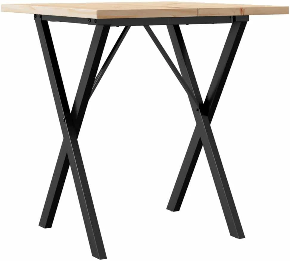 Valgomojo stalas, 70x70x75,5cm, pušis ir ketus, X formos rėmas