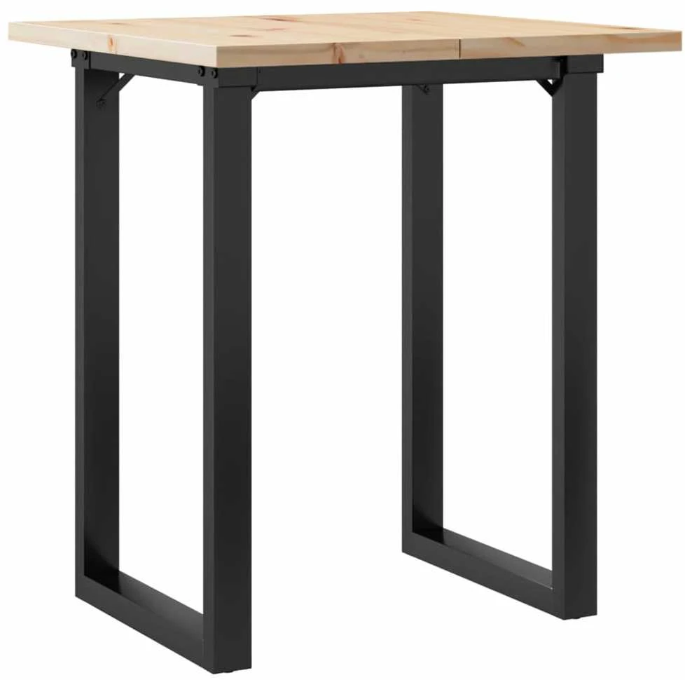 Valgomojo stalas, 70x70x75,5cm, pušis ir plieno, O- formos rėmas