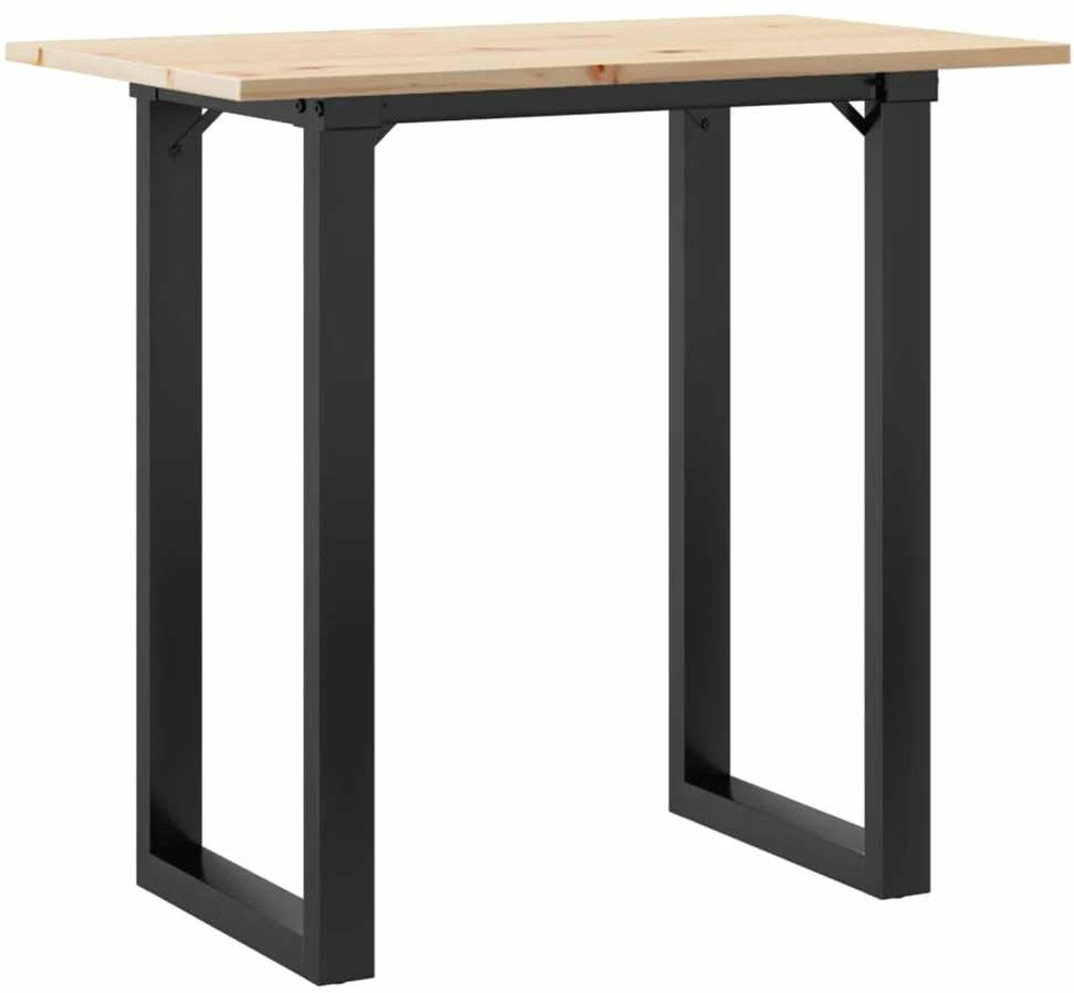 Valgomojo stalas, 80x50x75,5cm, pušis ir ketus, O formos rėmas