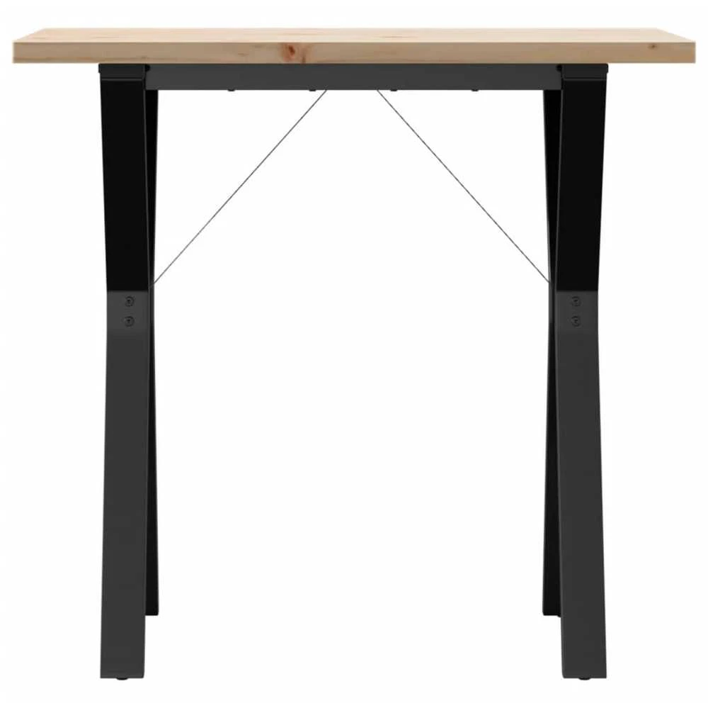 Valgomojo stalas, 80x50x75,5cm, pušis ir plieno, Y formos rėmas