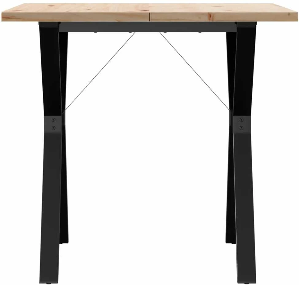 Valgomojo stalas, 80x80x75,5cm, pušis ir plieno, Y formos rėmas