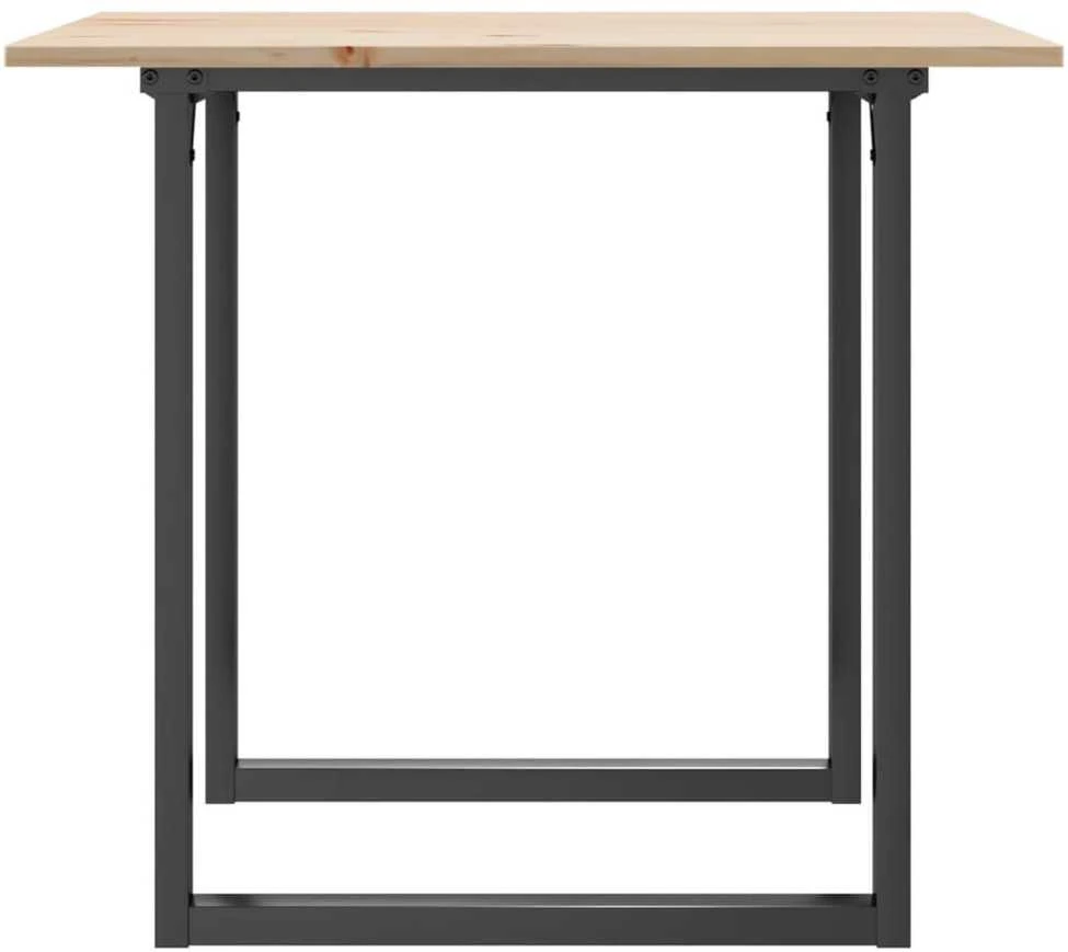 Valgomojo stalas, 80x80x75cm, pušis ir plieno, O formos rėmas