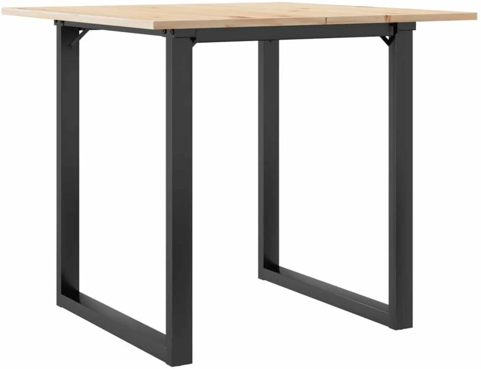 Valgomojo stalas, 80x80x75cm, pušis ir plieno, O formos rėmas