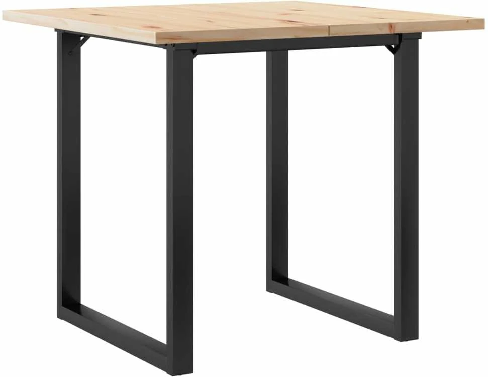 Valgomojo stalas, 90x90x75,5cm, pušis ir plieno, O formos rėmas