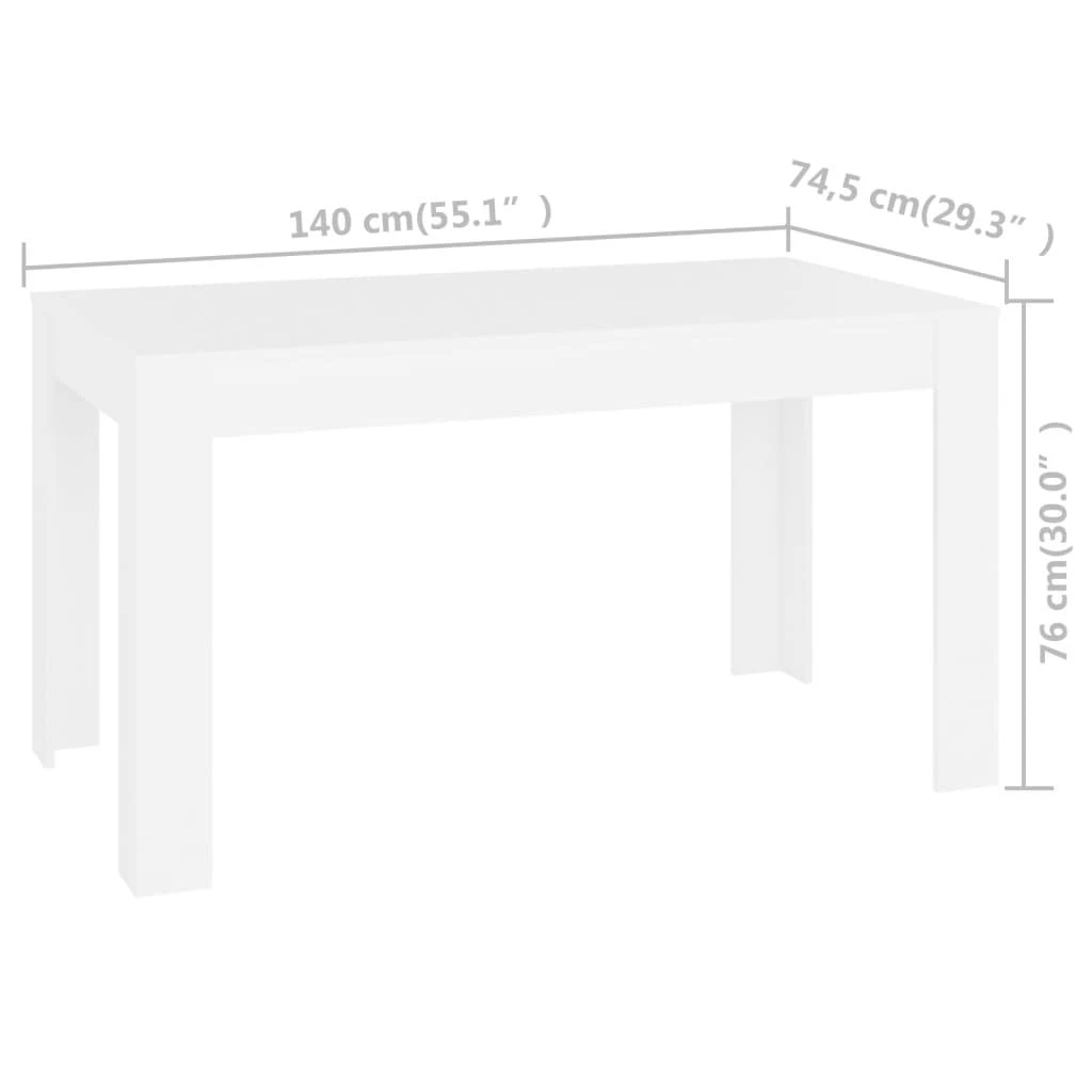 Valgomojo stalas, baltas, 140x74,5x76cm, perdirbta mediena