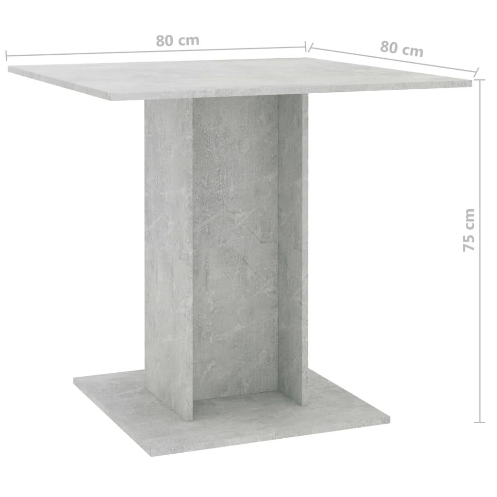 Valgomojo stalas, betono pilkas, 80x80x75 cm, apdirbta mediena