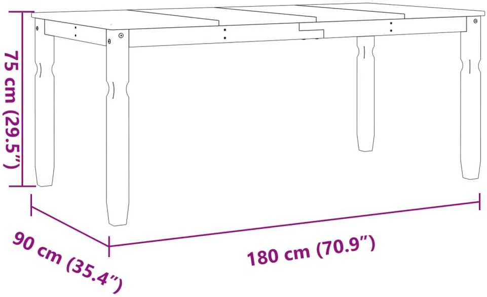 Valgomojo stalas Corona, 180x90x75cm, pušies medienos masyvas