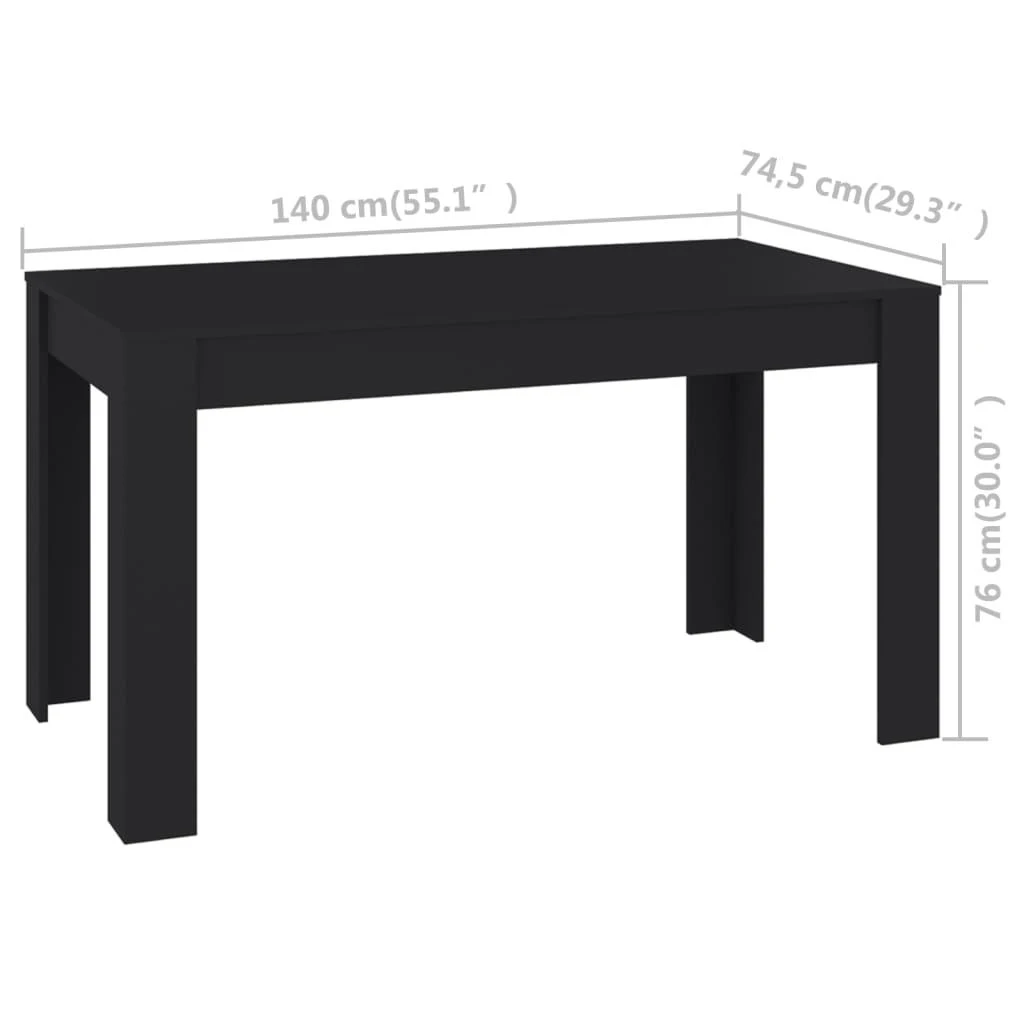 Valgomojo stalas, juodos spalvos, 140x74,5x76cm, MDP