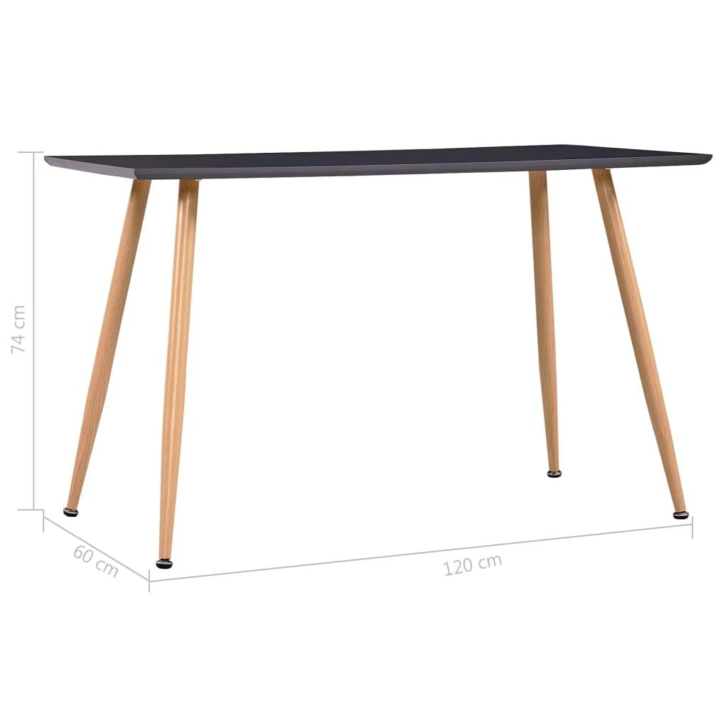 Valgomojo stalas, pilkos ir ąžuolo spalvos, 120x60x74cm, MDF