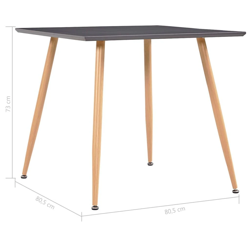 Valgomojo stalas, pilkos ir ąžuolo spalvos, 80,5x80,5x73cm, MDF