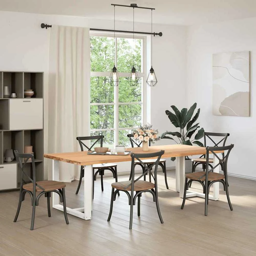 Valgomojo stalo kojelės, 2 vnt., baltos, 100x35x(72-73) cm, plienas