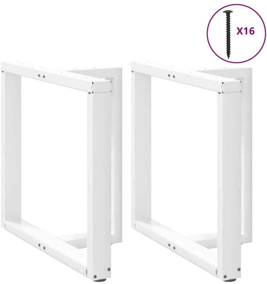 Valgomojo stalo kojelės, 2 vnt., baltos, 70x35x(72-73) cm, plienas, T formos