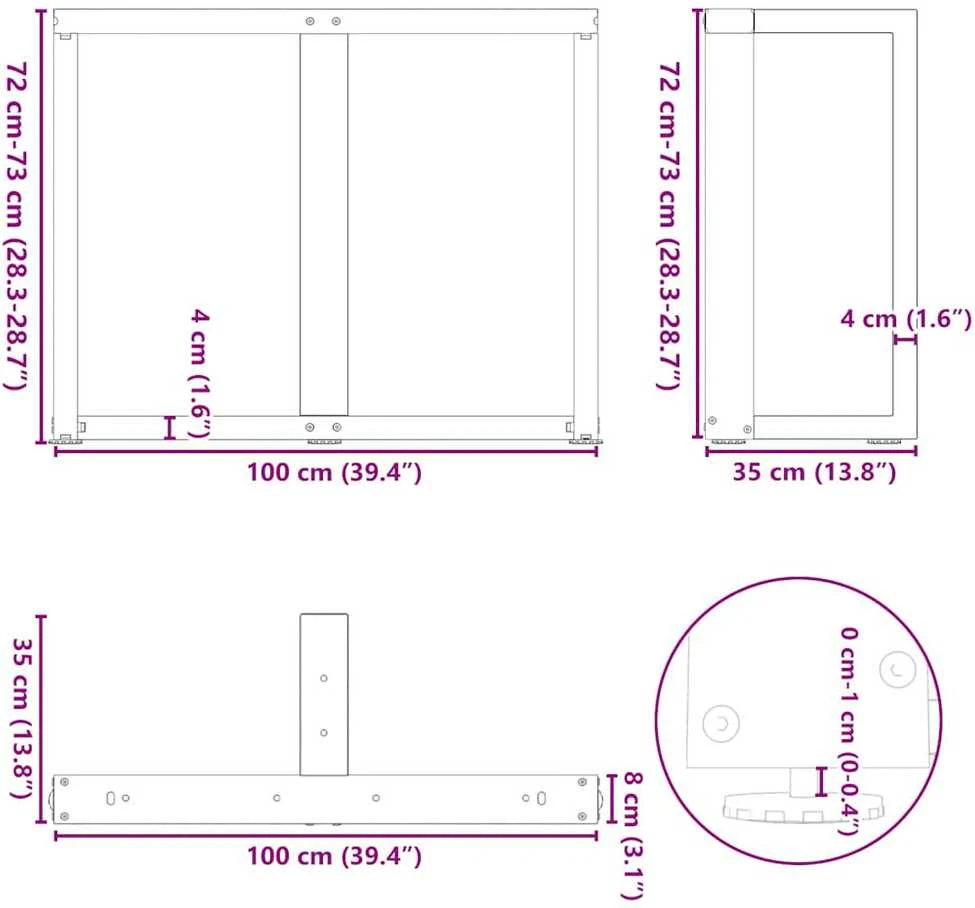 Valgomojo stalo kojelės, 2 vnt., baltos, 100x35x(72-73) cm, plienas