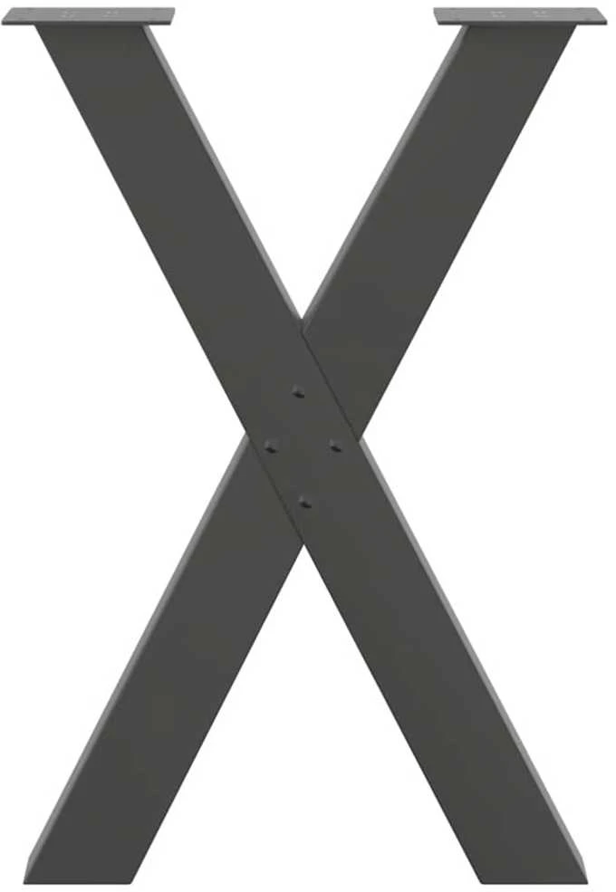 Valgomojo stalo kojos, X formos, 2 vnt., antracito spalvos, 50x(72-73) cm, plienas
