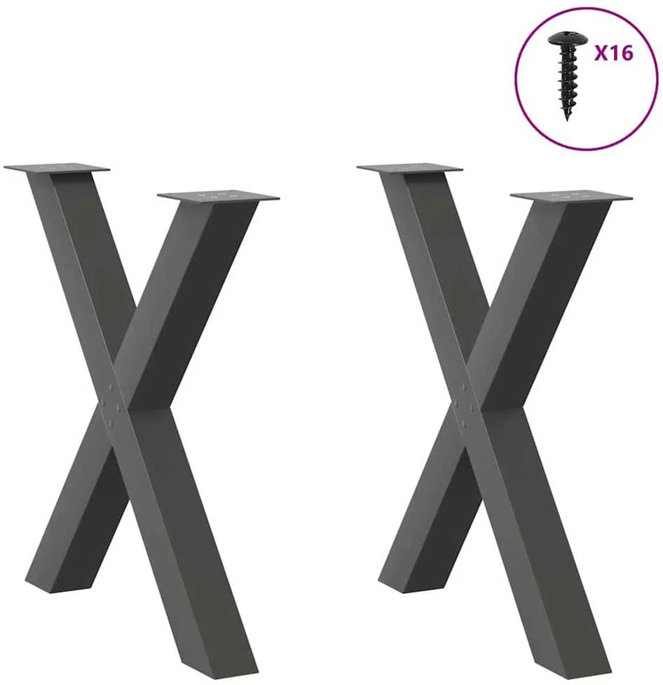 Valgomojo stalo kojelės, X formos, 2 vnt., 70x(72-73) cm