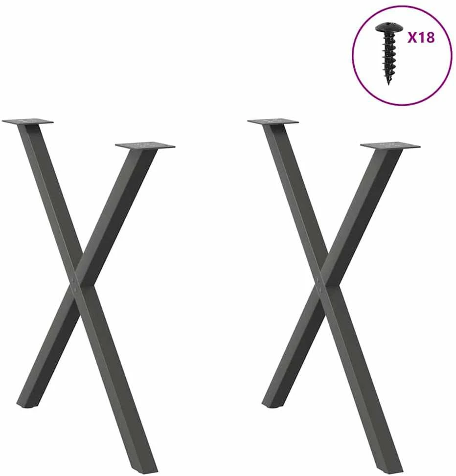 Valgomojo stalo kojos, X formos, 2 vnt., antracito spalvos, 70x(72-73) cm, plienas