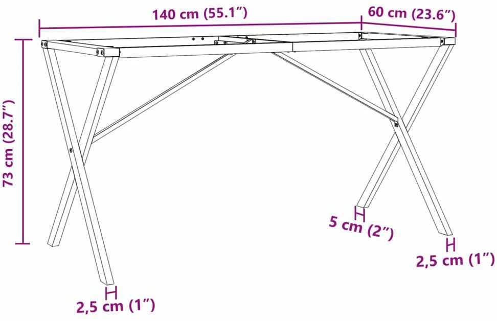 Valgomojo stalo kojos, 140x60x73cm, ketus, X formos rėmas