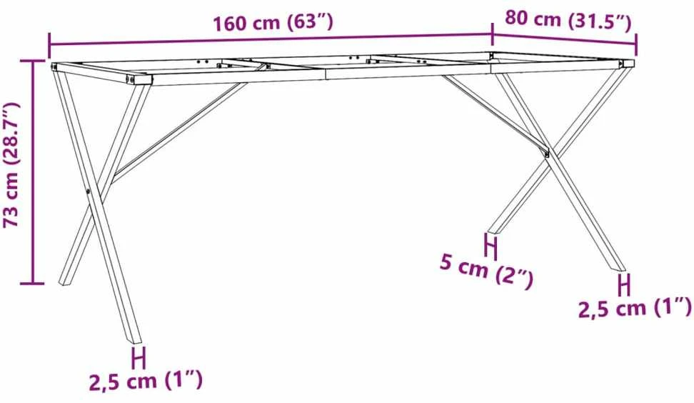 Valgomojo stalo kojos, 160x80x73cm, ketus, X formos rėmas